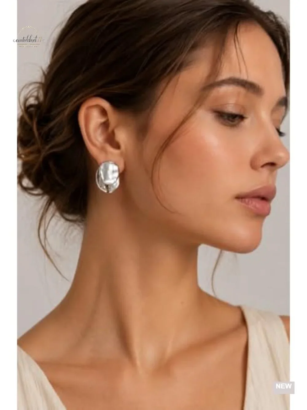 Two Tone Hoop Earrings, Gold Plated Copper, Hypoallergenic Studs, Waterproof